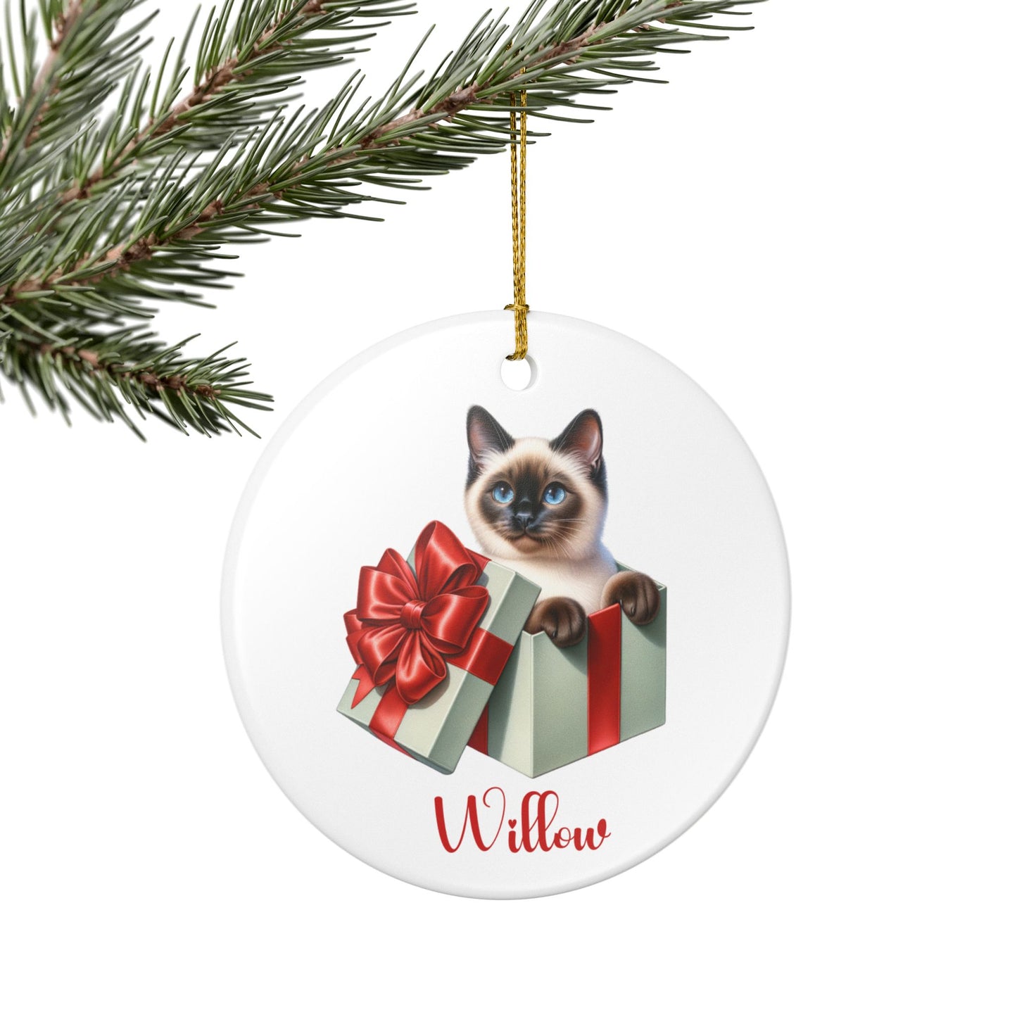 Siamese Cat Ornament with Custom Name