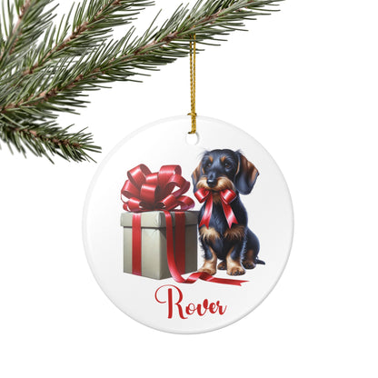 Wirehaired Dachshund Ornament with Custom Name