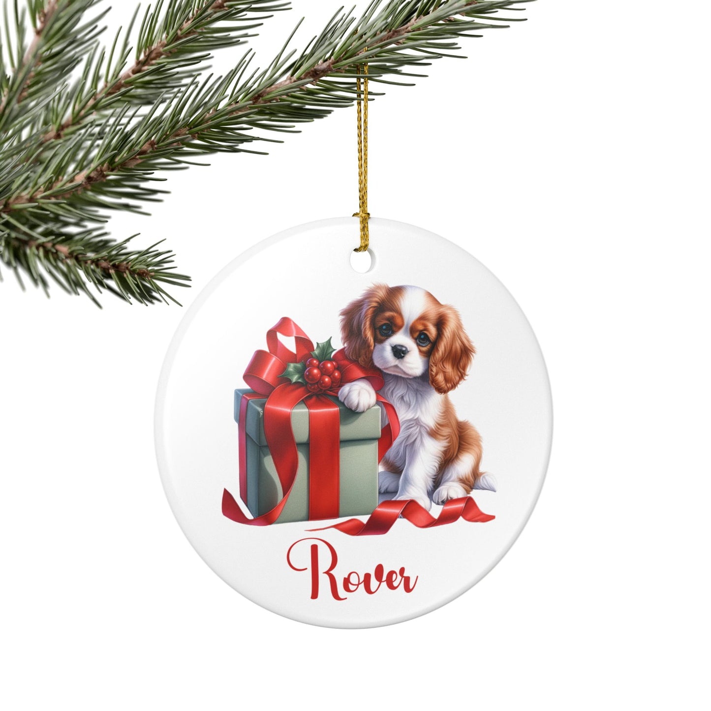 Cavalier King Charles Spaniel Ornament with Custom Name
