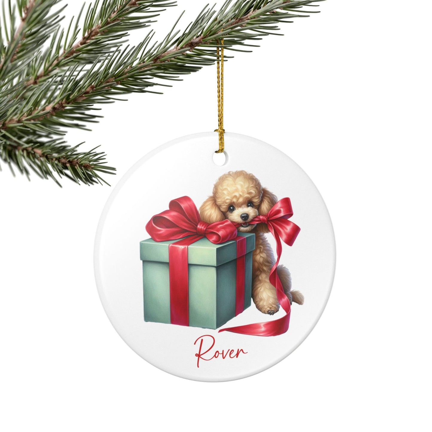 Poodle Ornament with Custom Name