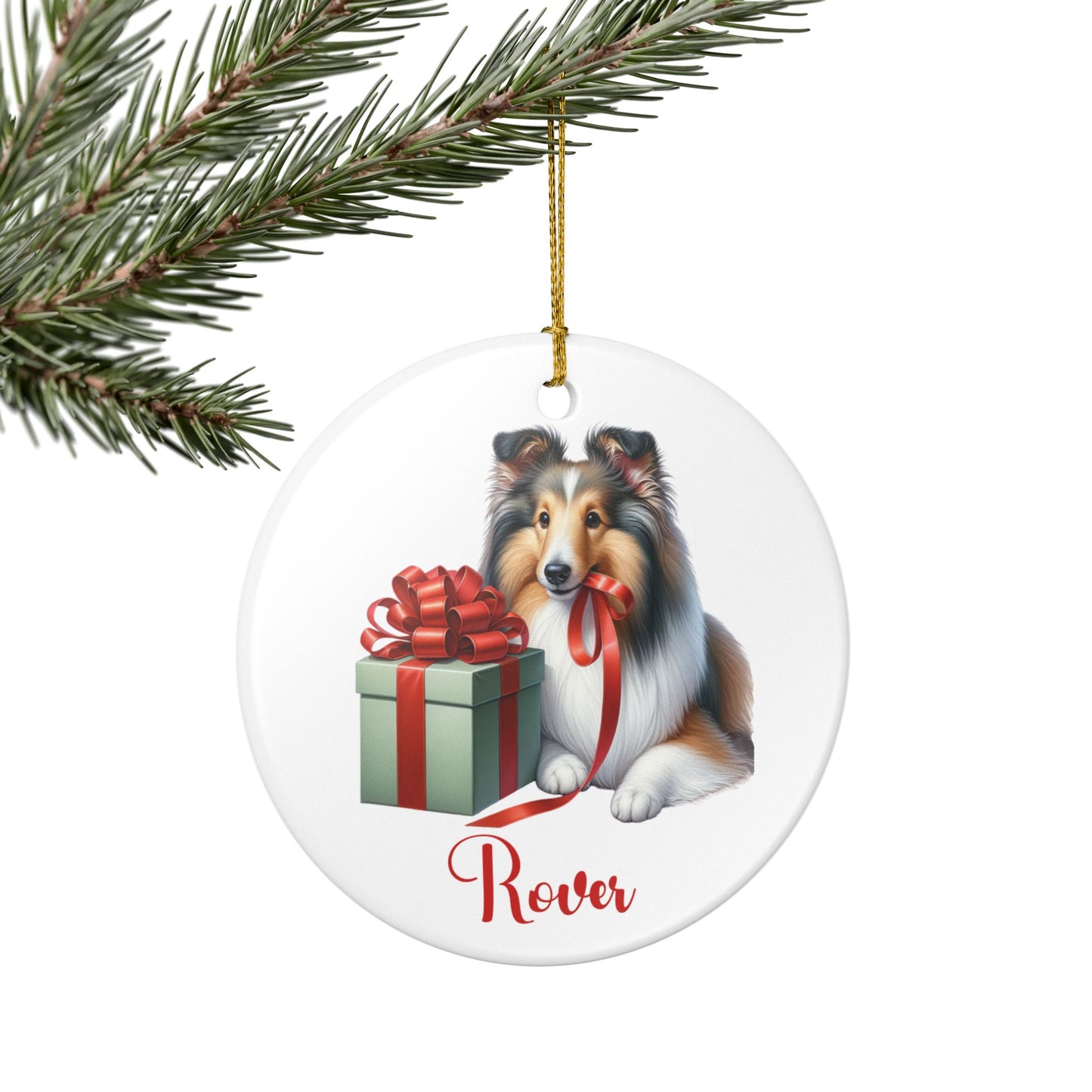 Shetland Sheepdog Ornament with Custom Name