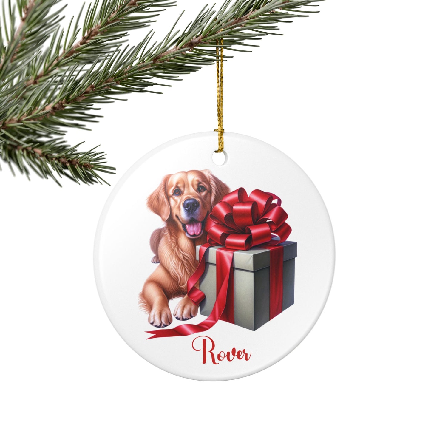 Golden Retriever Ornament with Custom Name