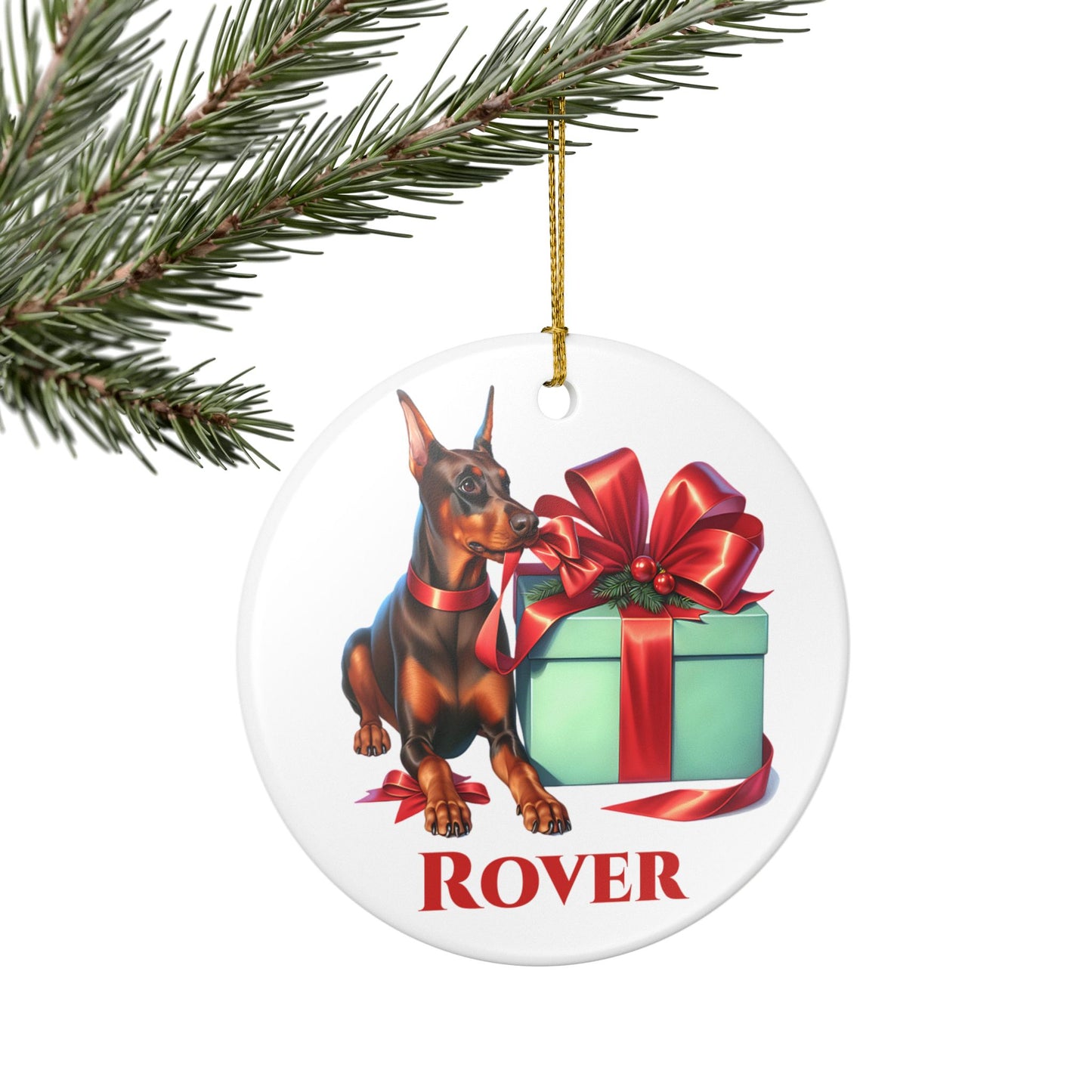 Doberman Ornament with Custom Name