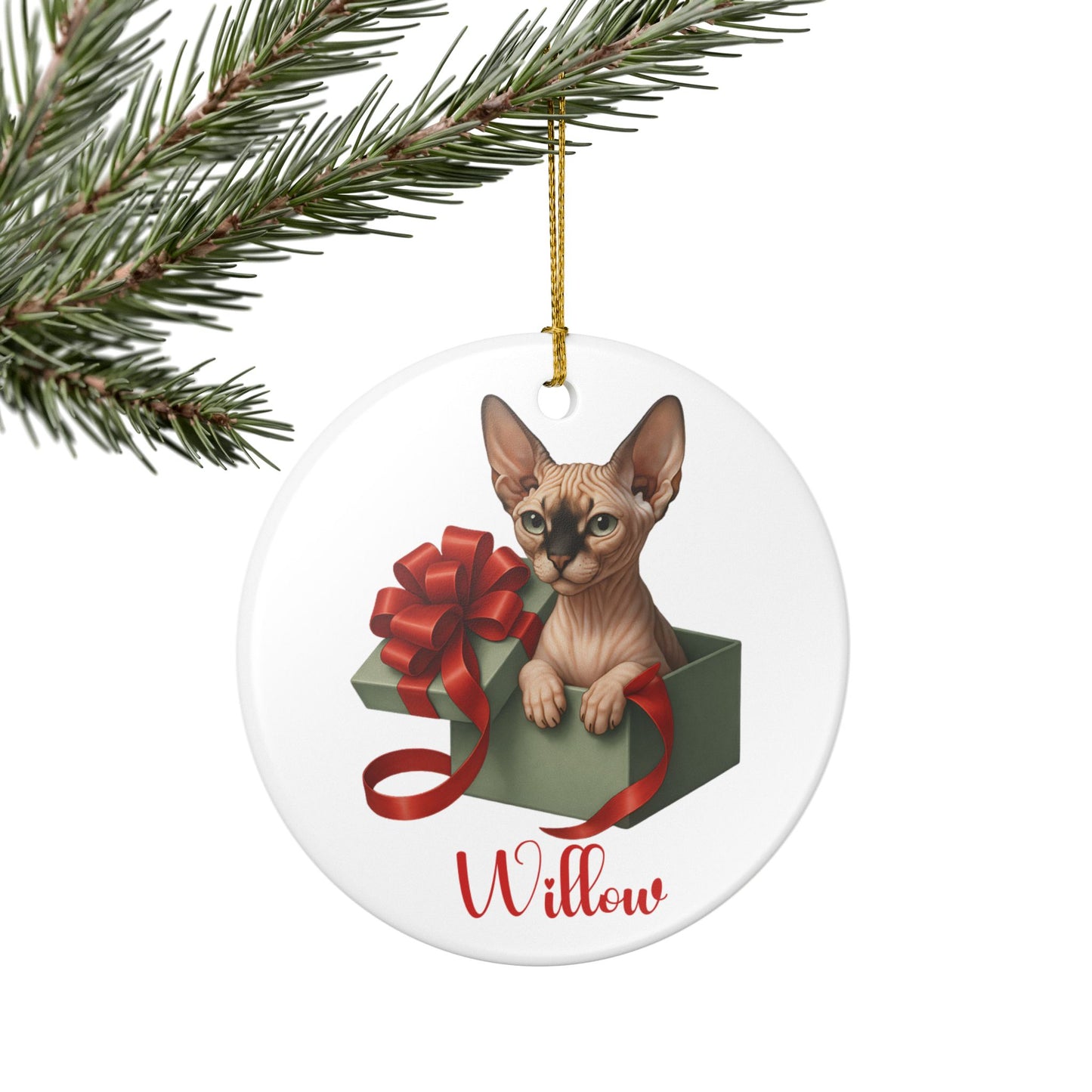 Sphynx Cat Ornament with Custom Name