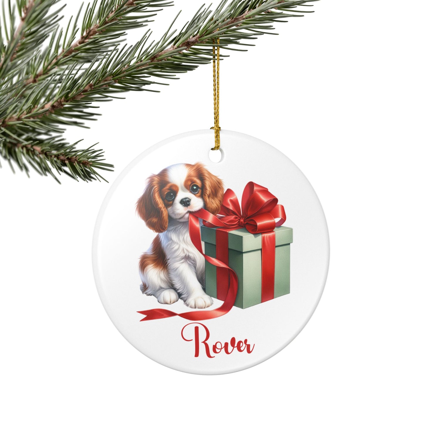 Cavalier King Charles Spaniel Ornament with Custom Name