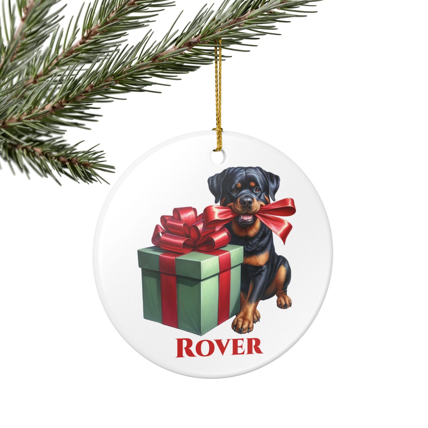 Rottweiler Ornament with Custom Name
