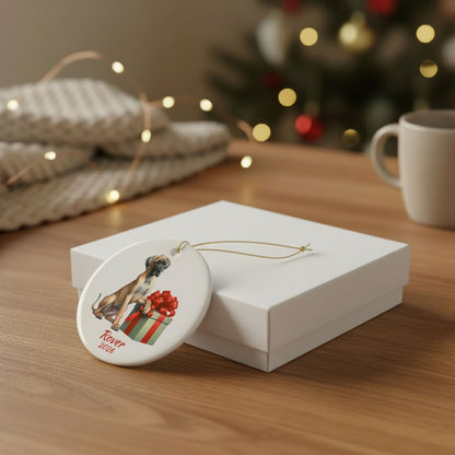 Great Dane ornament shown with the white gift box option