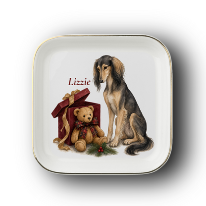 Saluki jewelry dish on a white background