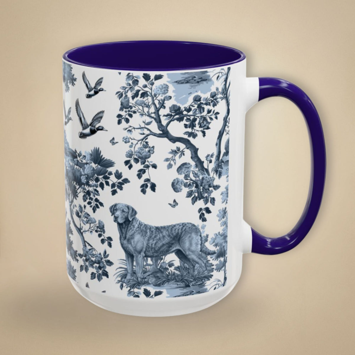 Chesapeake Bay Retriever garden toile deux 15 oz ceramic mug, right view