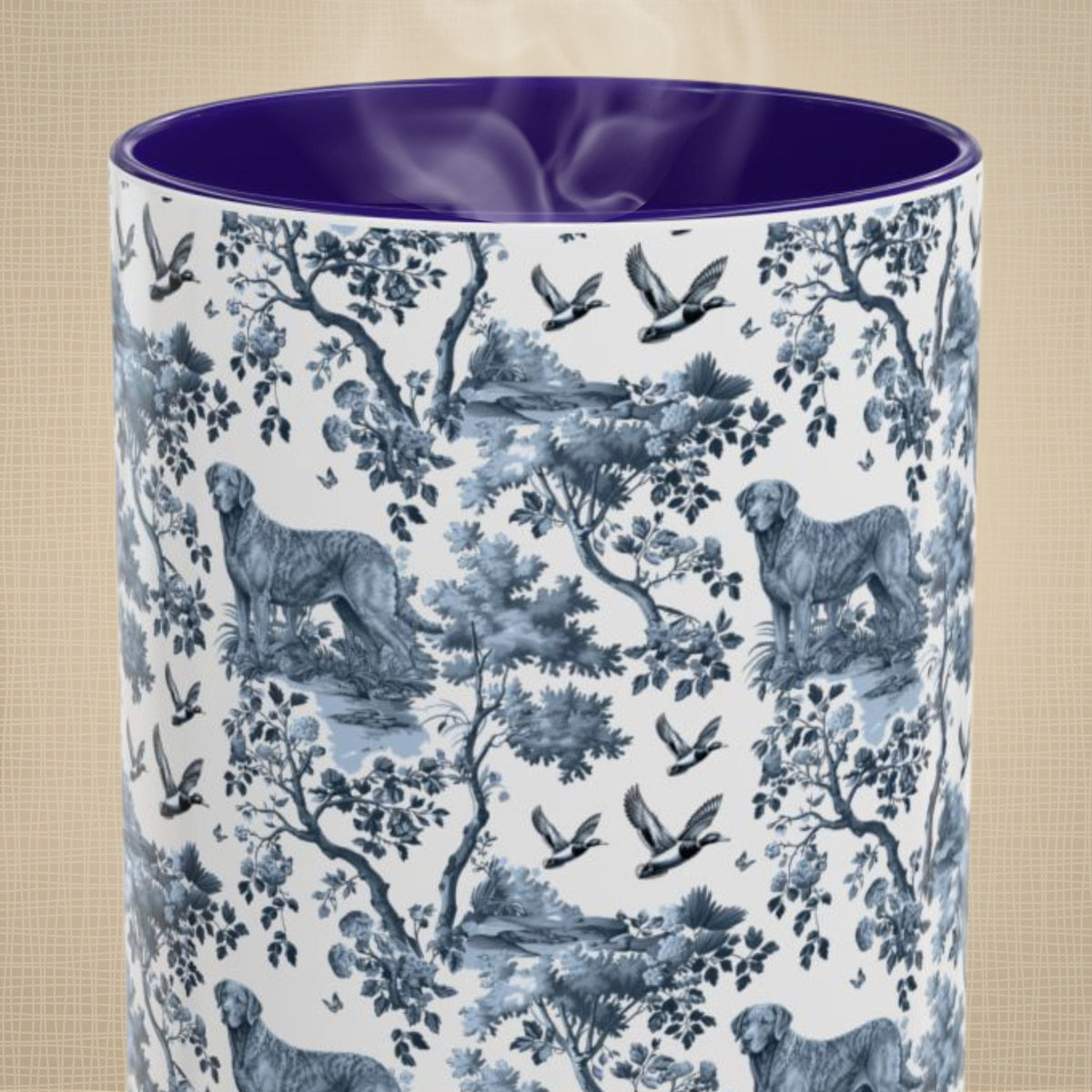 Chesapeake Bay Retriever petite garden toile deux 15 oz ceramic mug, front view