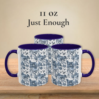 Chesapeake Bay Retriever petite garden toile deux 11 oz ceramic mug, left, front and right views