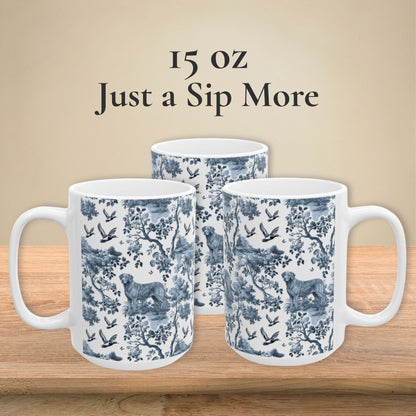 Chesapeake Bay Retriever petite garden toile 15 oz ceramic mug, left, front and right views