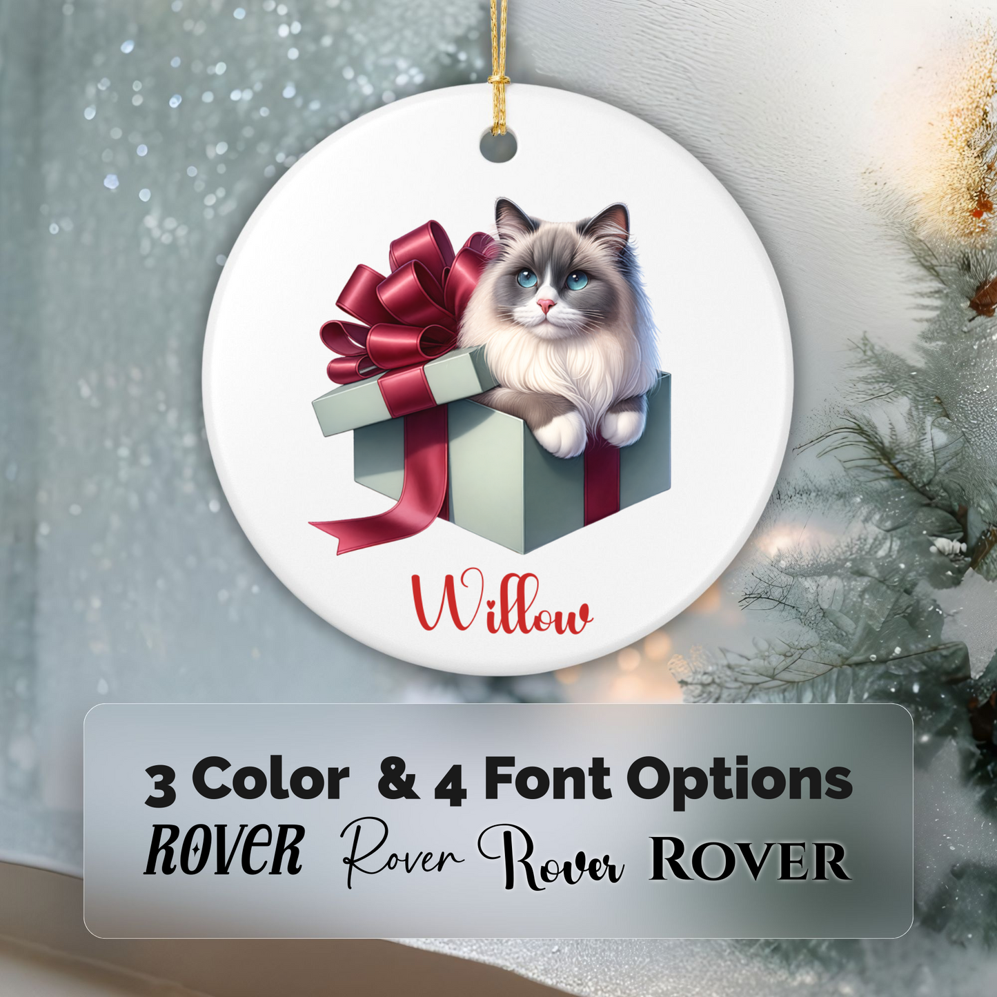 Ragdoll Cat Ornament with Custom Name