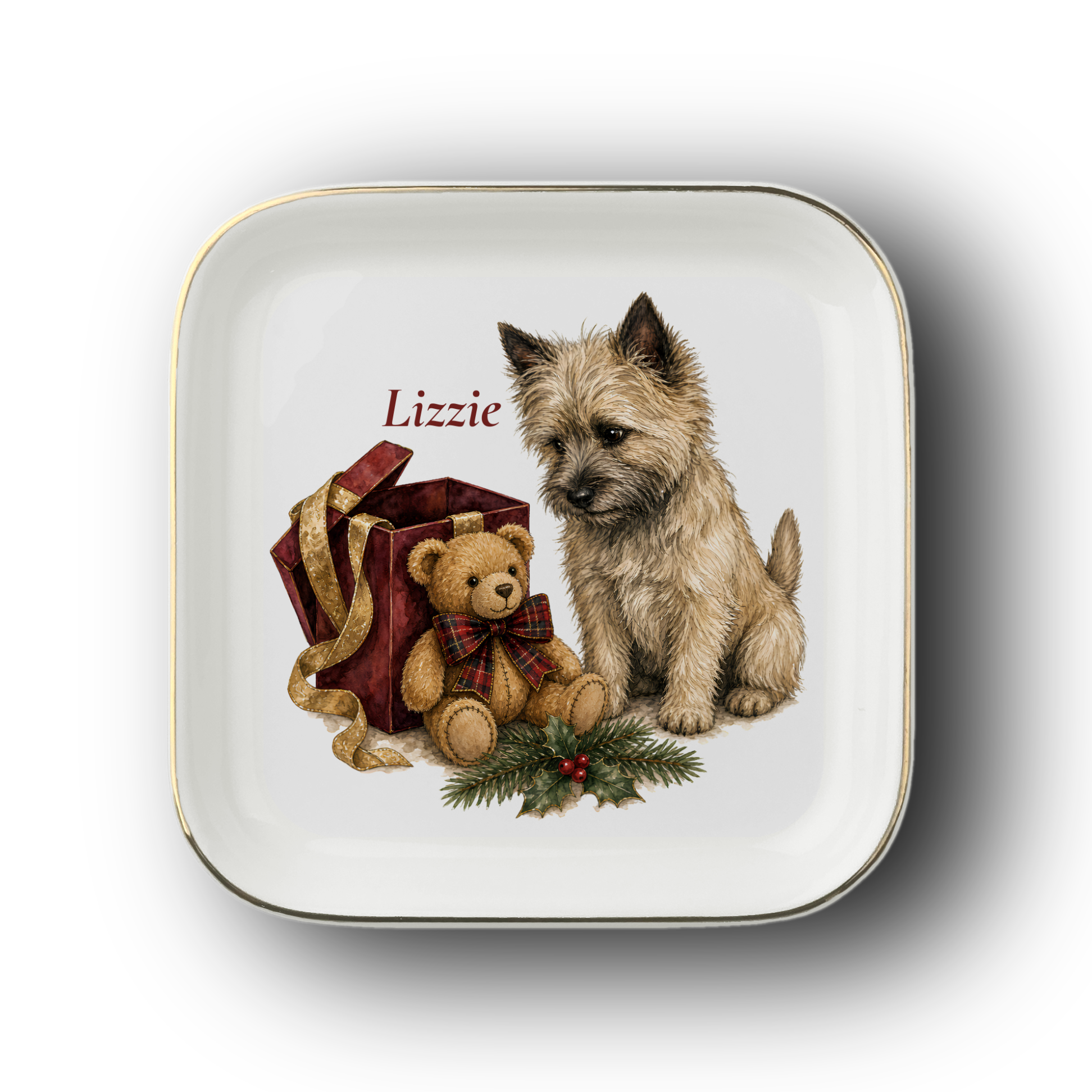 Cairn Terrier jewelry dish on a white background