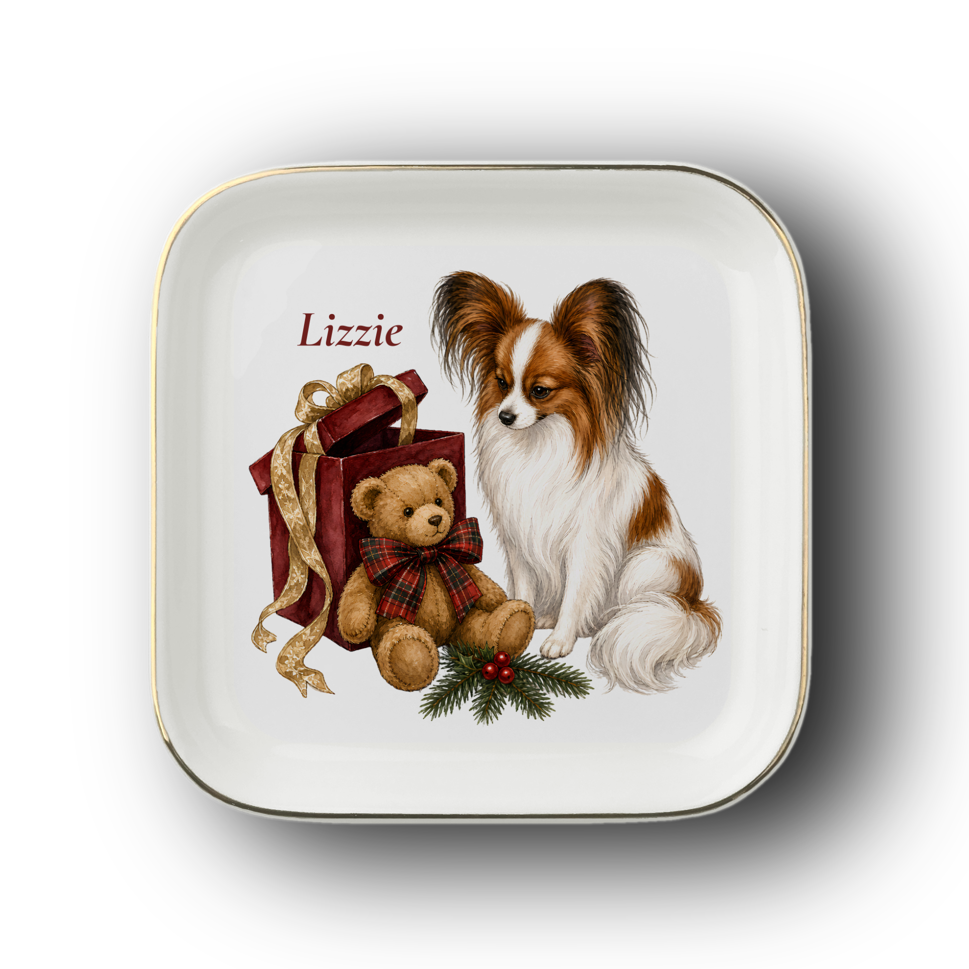 Papillon jewelry dish on a white background