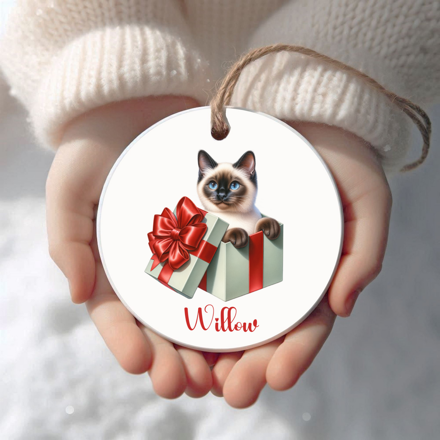 Siamese Cat Ornament with Custom Name