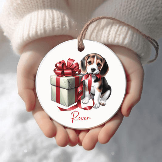 Beagle Ornament with Custom Name