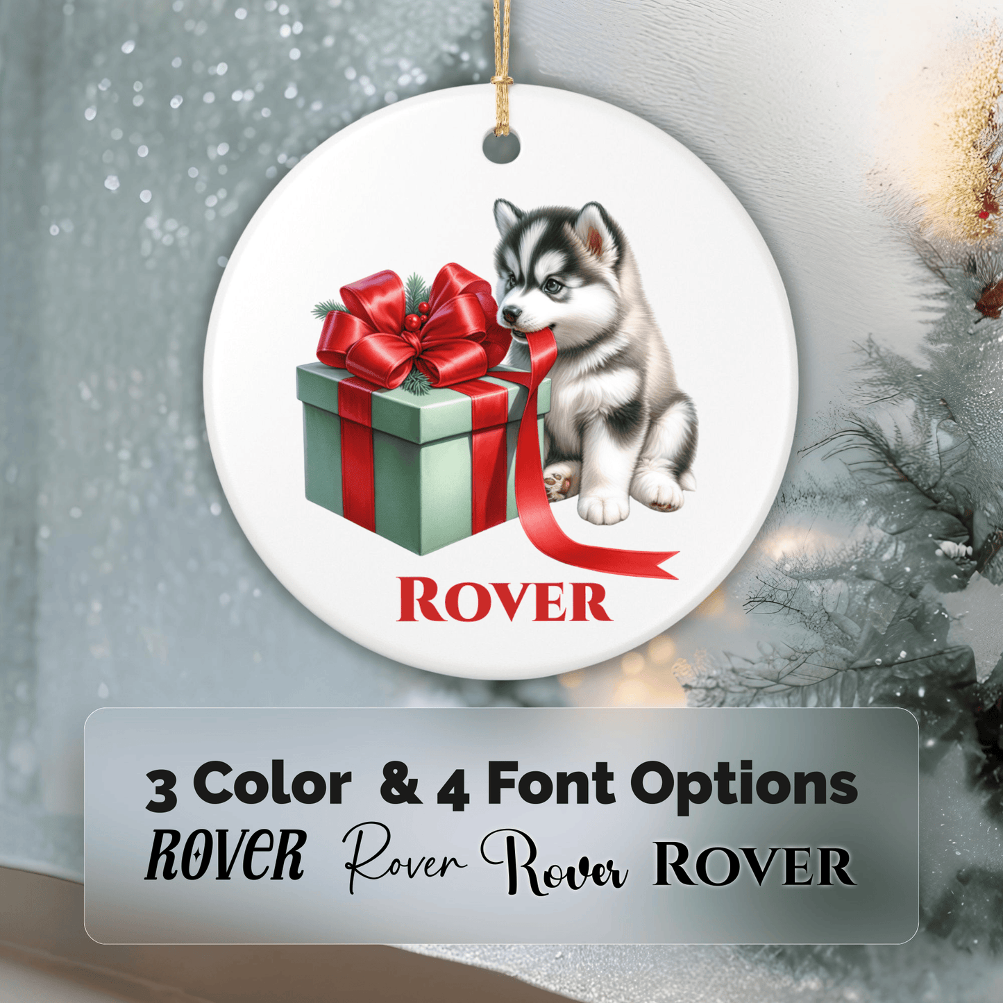 Siberian Husky Ornament with Custom Name