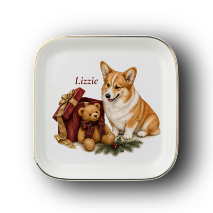 Pembroke Welsh Corgi jewelry dish on a white background