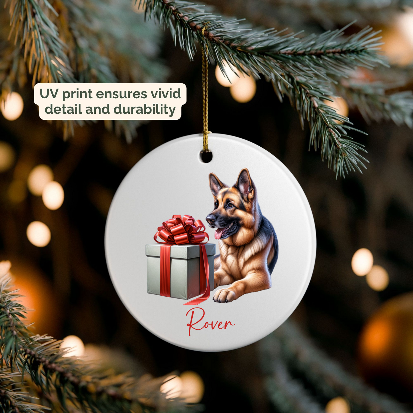 German Shepherd Ornament with Custom Name