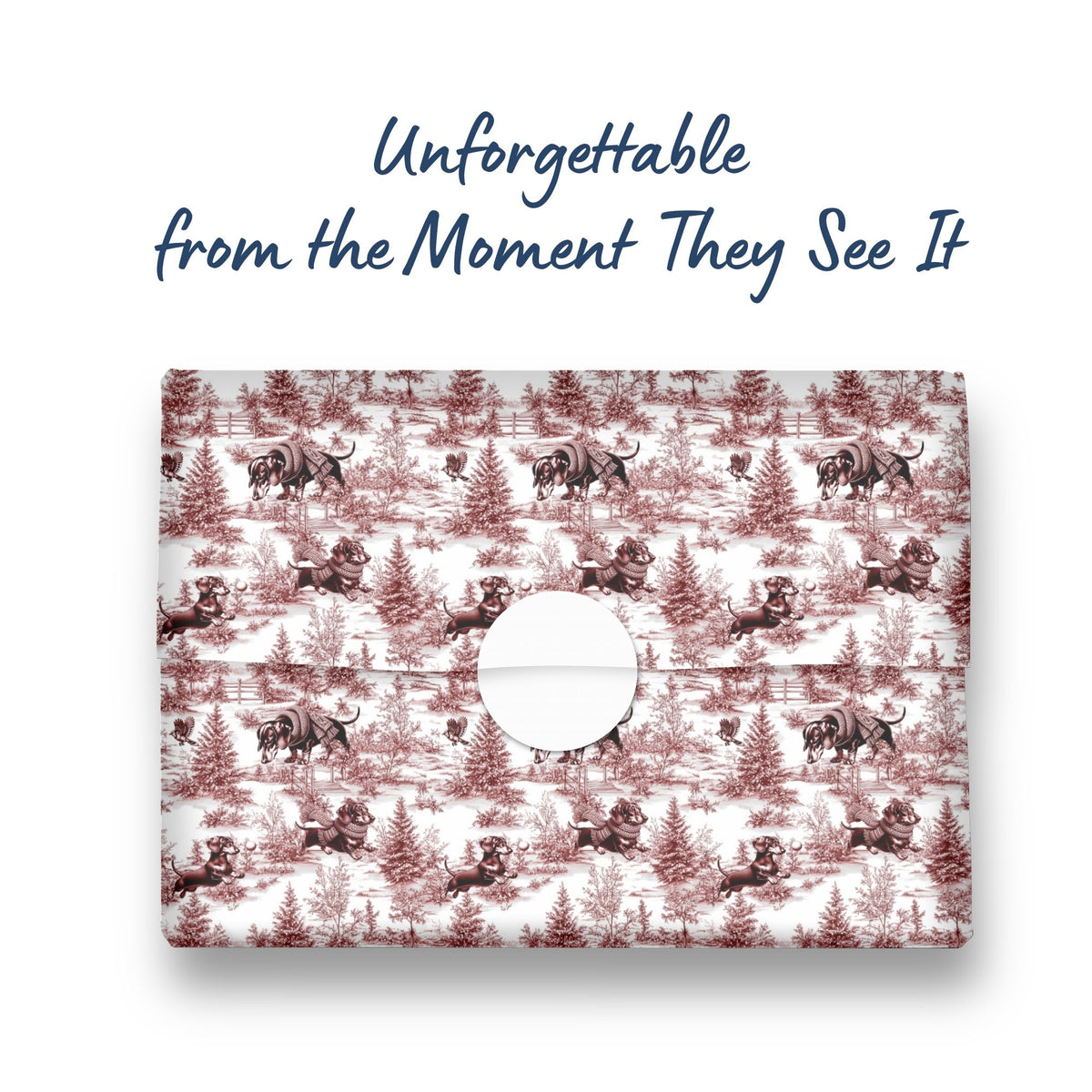 Dachshund red winter toile Christmas wrapping paper