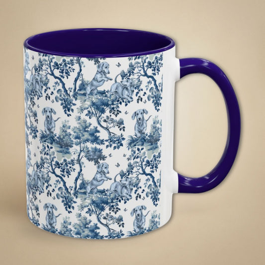 Dachshund Playing petite garden toile deux 11 oz ceramic mug, right view