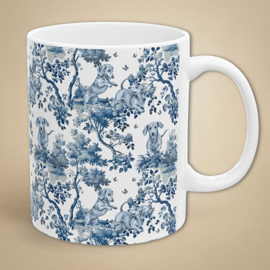 Dachshund Playing petite garden toile 11 oz ceramic mug, right view