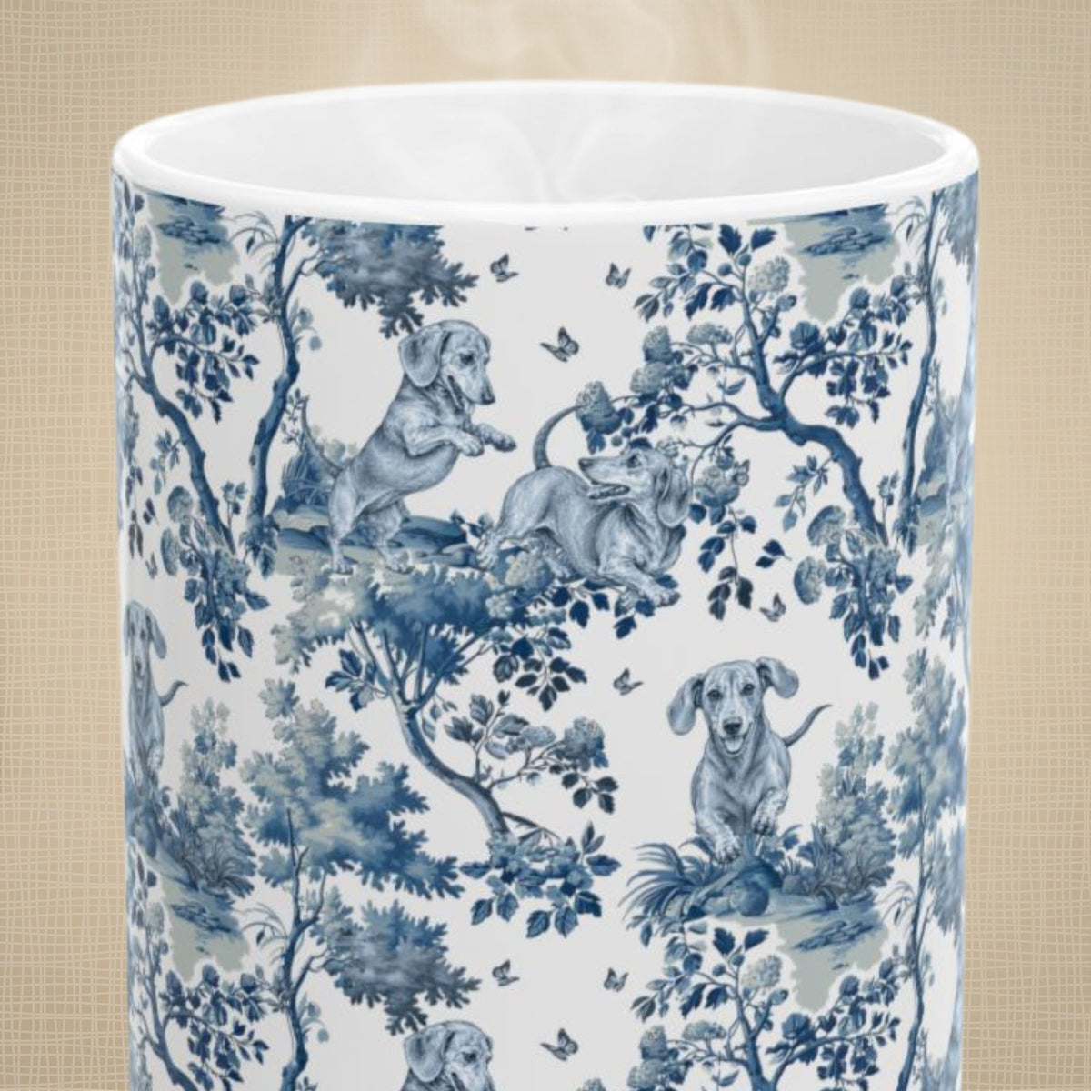 Dachshund Playing petite garden toile 15 oz ceramic mug, front view
