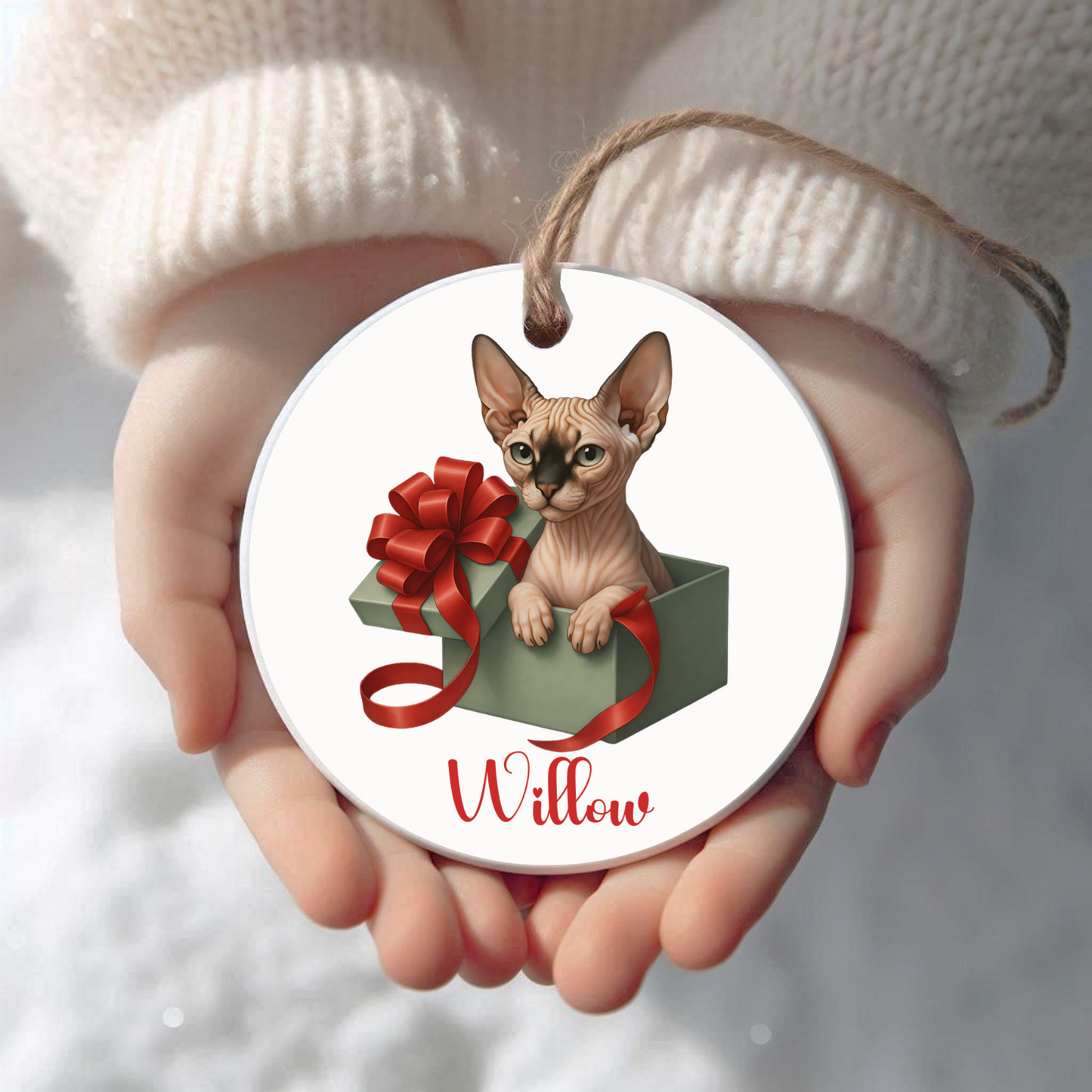 Sphynx Cat Ornament with Custom Name