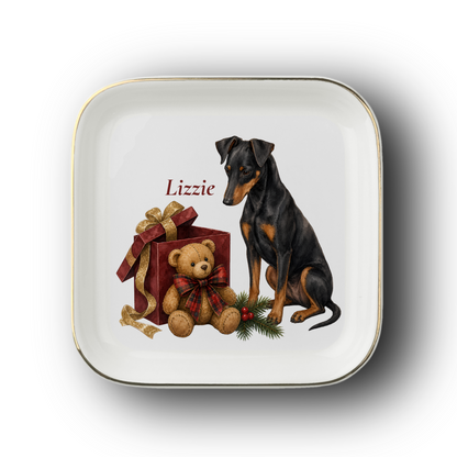 Manchester Terrier jewelry dish on a white background