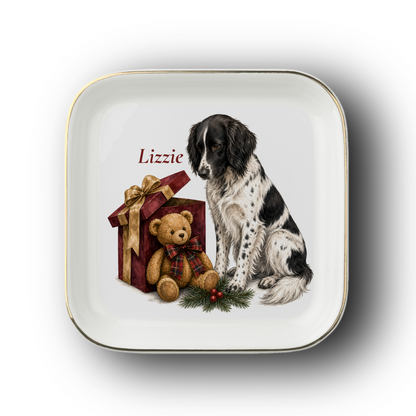 Large Munsterlander jewelry dish on a white background
