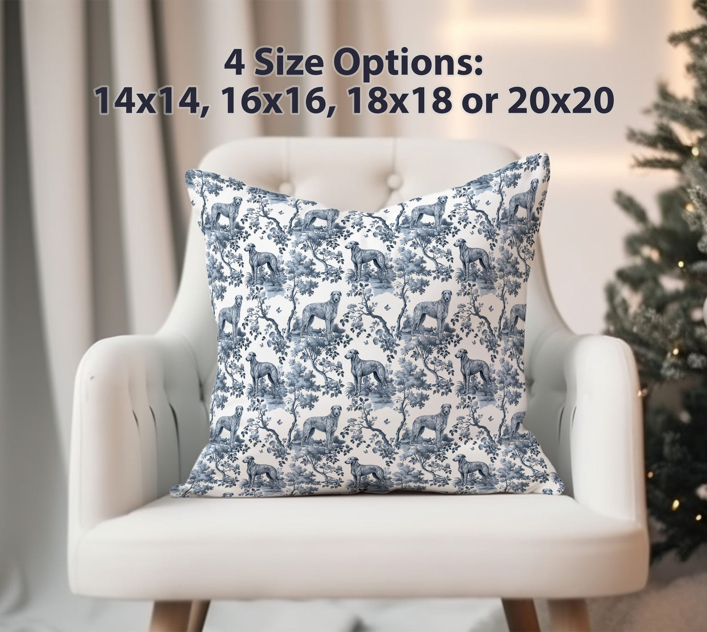 Scottish Deerhound throw pillow cover size and dimensions guide