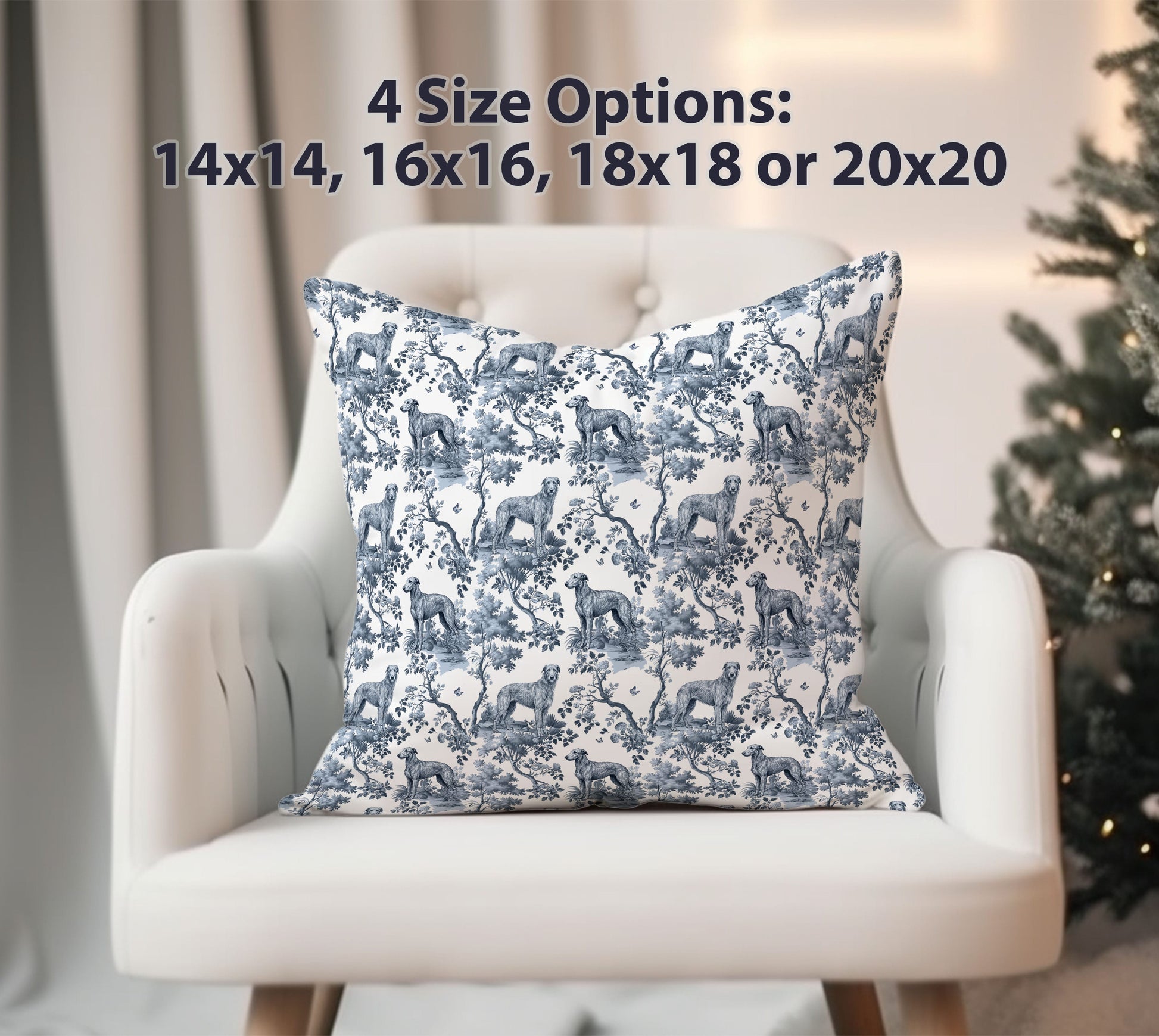 Scottish Deerhound throw pillow cover size and dimensions guide