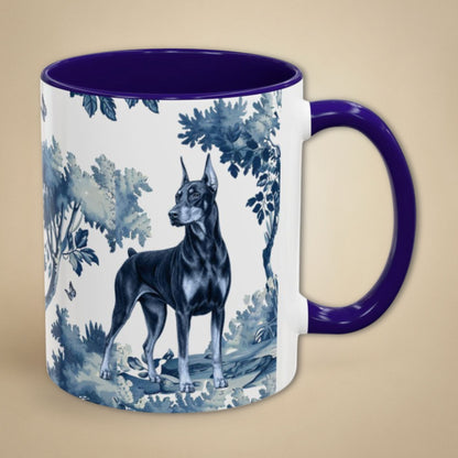 Doberman Standing & Running Portrait toile 11 oz ceramic mug, right view