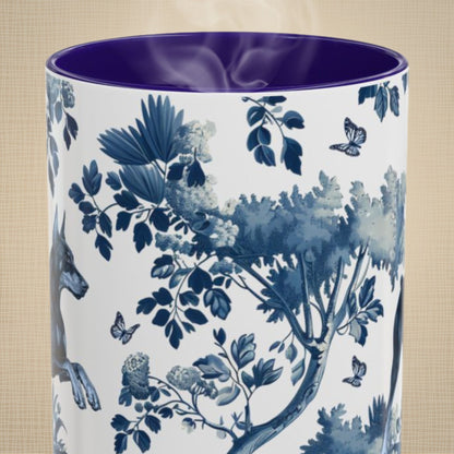 Doberman Standing & Running Portrait toile 15 oz ceramic mug, front view