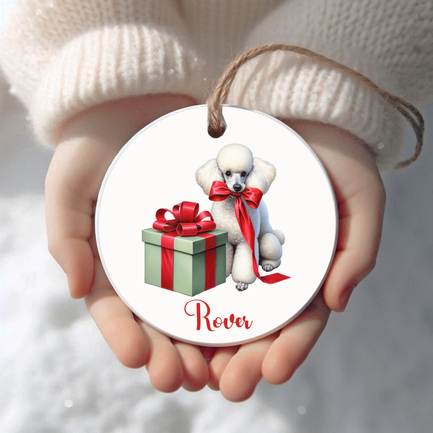 Poodle Ornament with Custom Name
