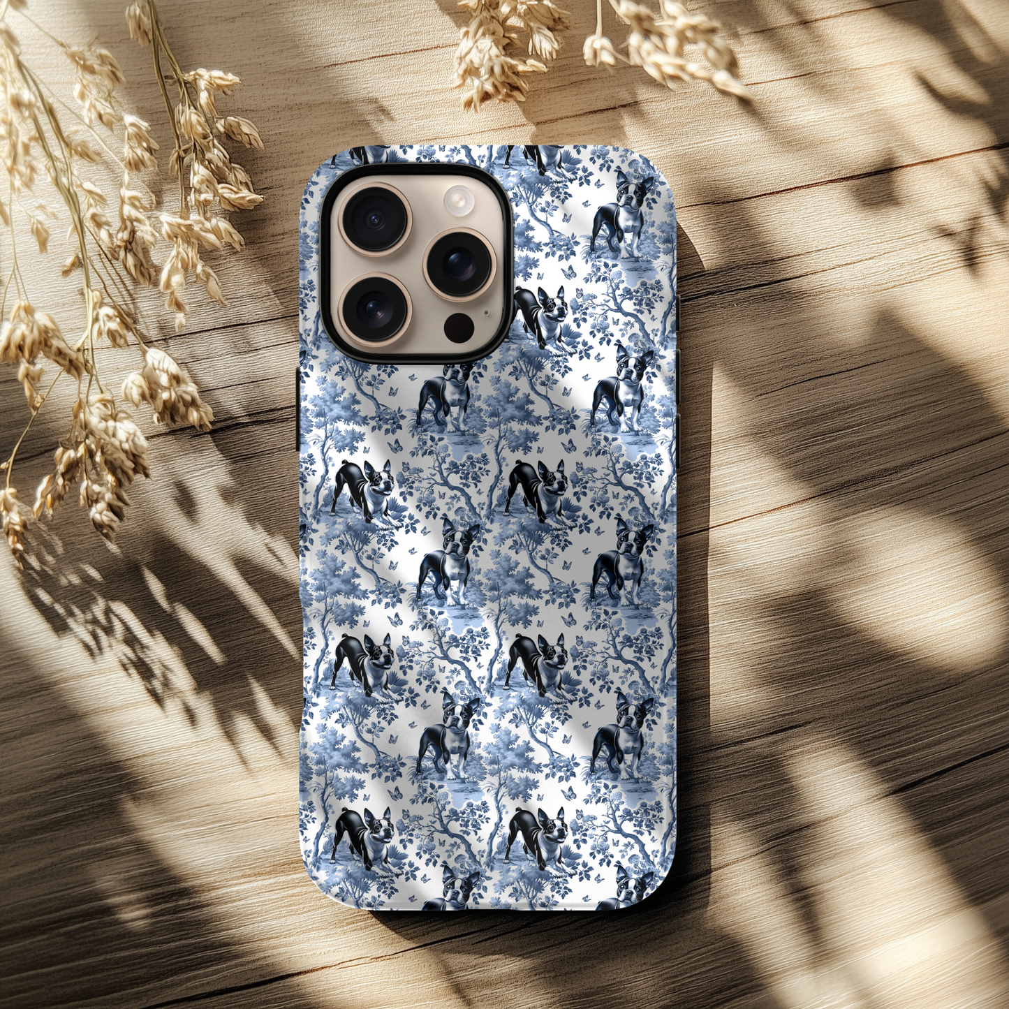Boston Terrier Phone Case - Toile Pattern