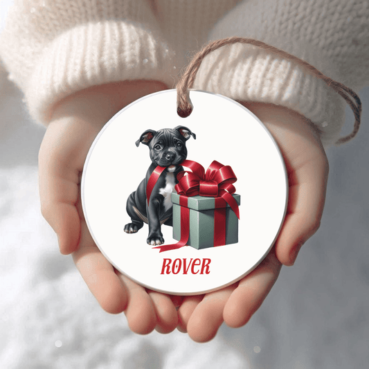 American Staffordshire Terrier Ornament with Custom Name