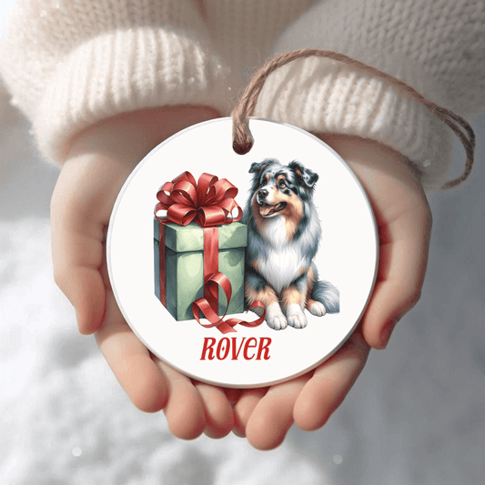 Australian Shepherd Ornament with Custom Name