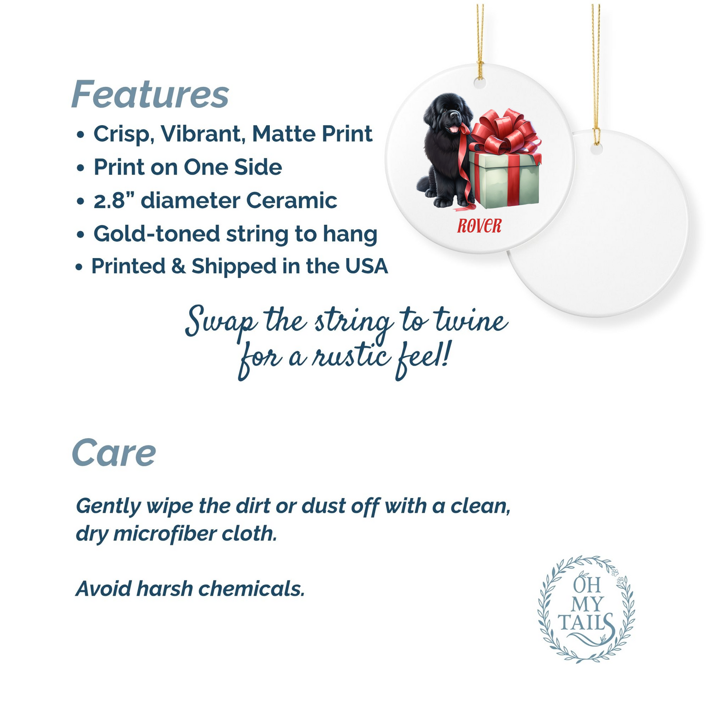 Newfoundland Ornament with Custom Name