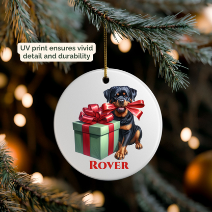Rottweiler Ornament with Custom Name