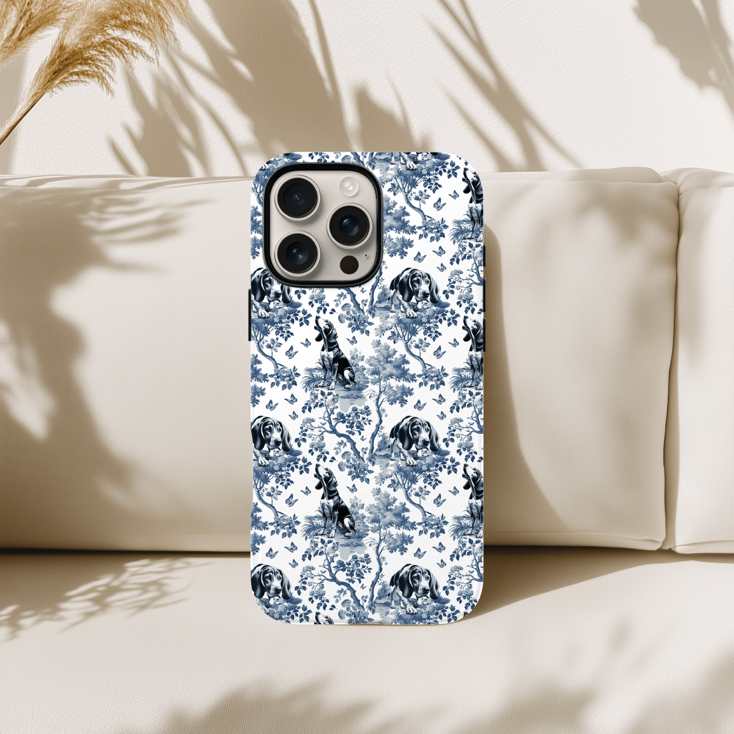 Coonhound Phone Case - Toile Pattern