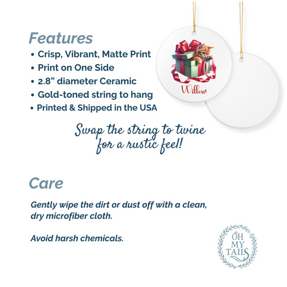 Orange Cat Ornament with Custom Name