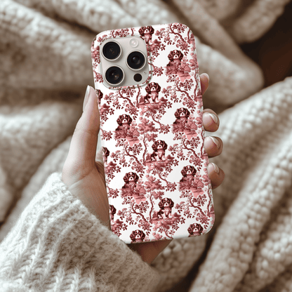 Cavalier King Charles Spaniel Phone Case -  Pink Toile Pattern