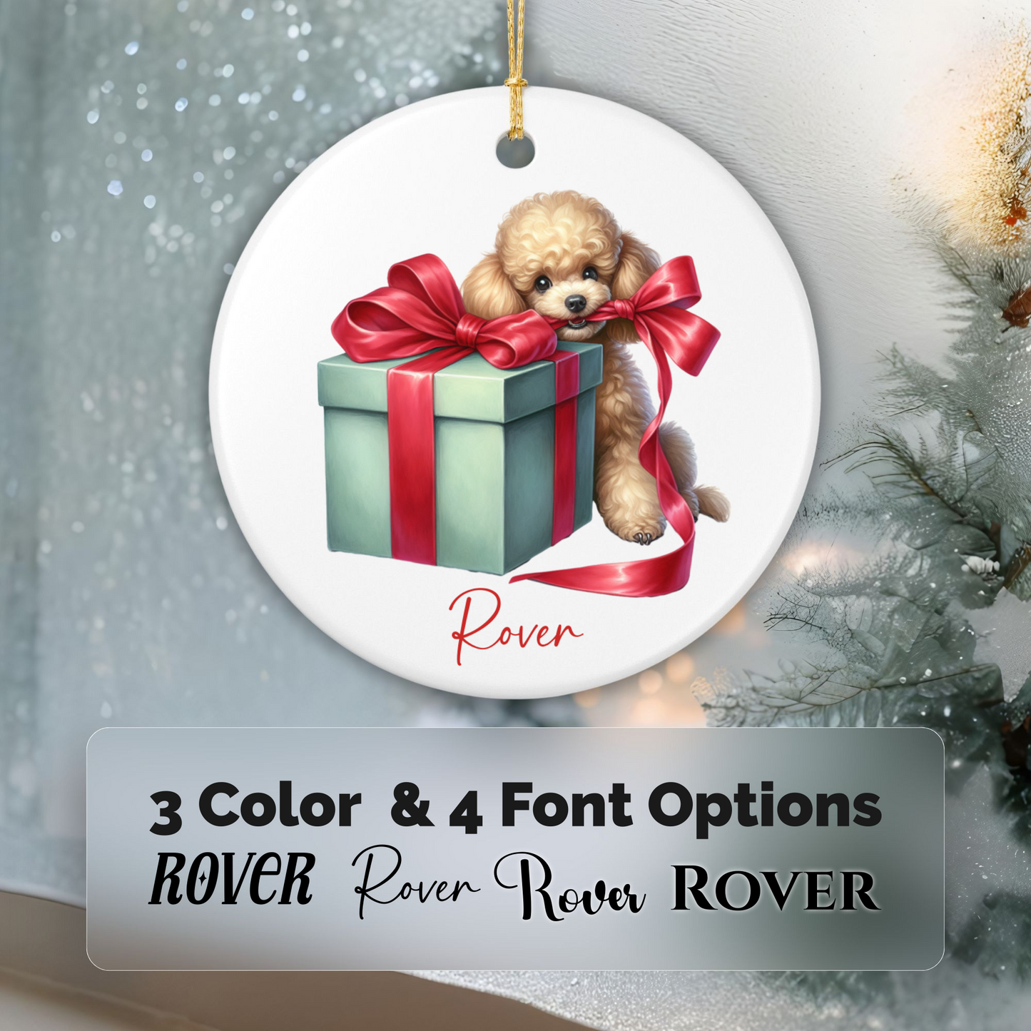 Poodle Ornament with Custom Name