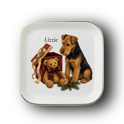 Welsh Terrier jewelry dish on a white background