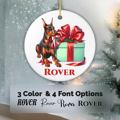 Doberman Ornament with Custom Name