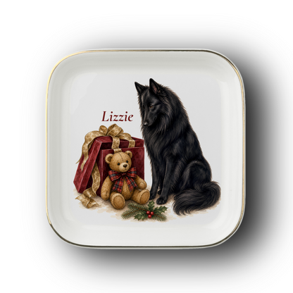Belgian Sheepdog jewelry dish on a white background