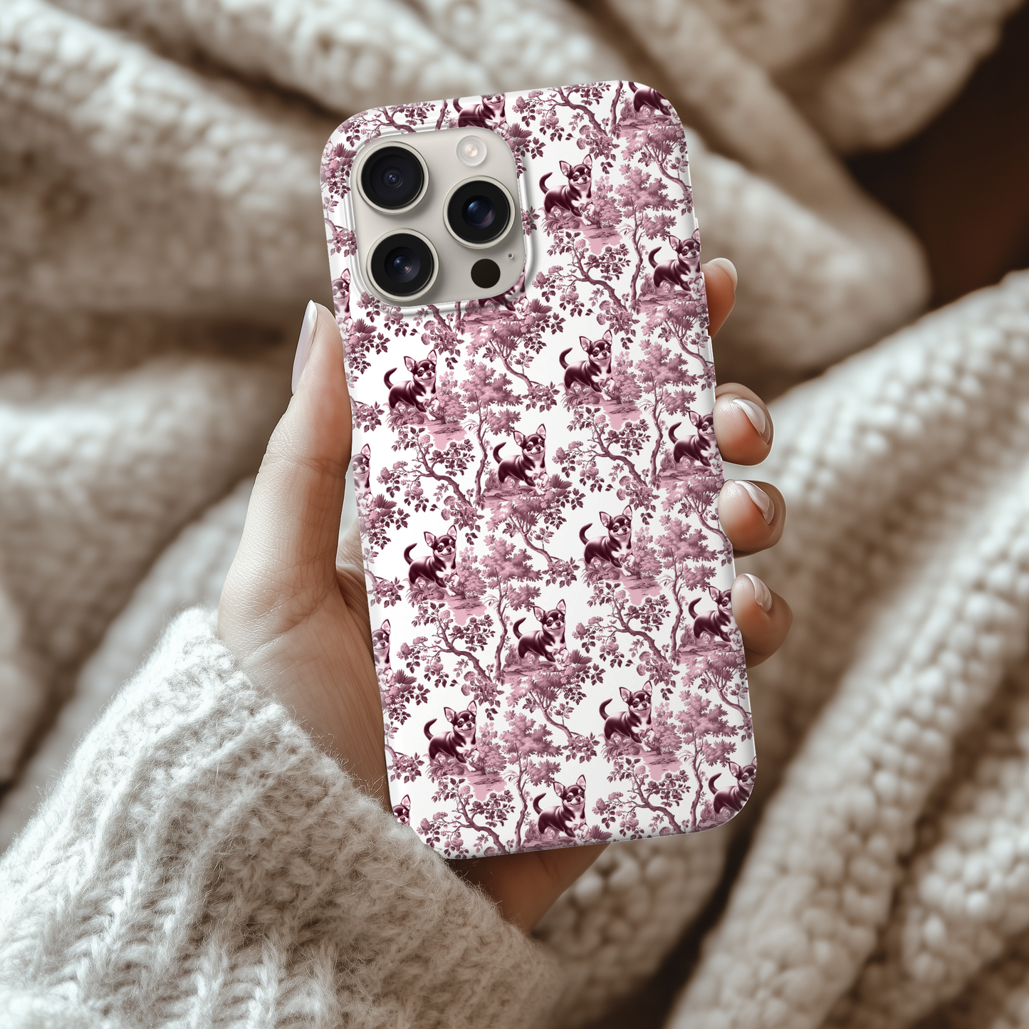 Chihuahua pink Phone Case - Pink Toile Pattern