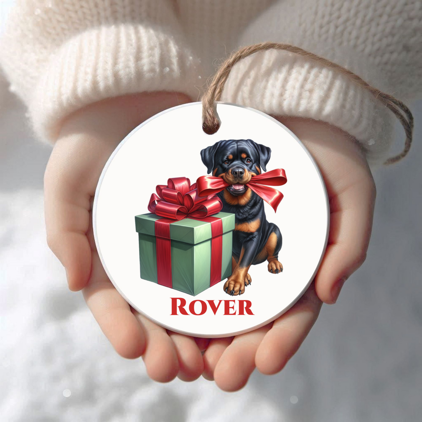 Rottweiler Ornament with Custom Name